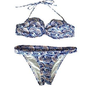 Victoria’s Secret Blue Paisley Bikini Set - 34B & XS